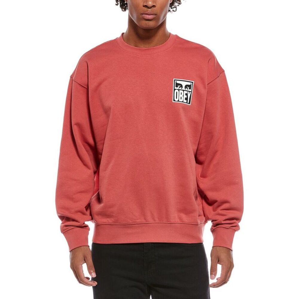 Obey Mens  Crewneck Sweatshirt, Red